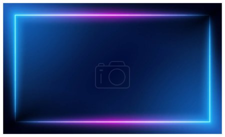 Photo for Neon rectangular frame with shining effects on dark background. Empty glowing techno backdrop. Vector illustration. - Royalty Free Image