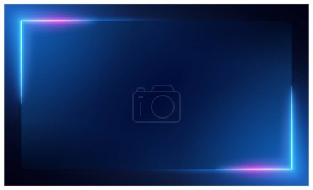 Photo for Neon square frame with shining effects on dark background. Empty glowing techno backdrop. Vector illustration. - Royalty Free Image