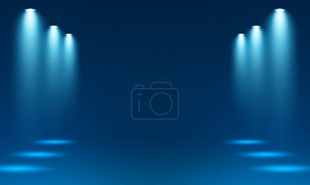 Photo for Light points aimed at center frame, dark background with light dots, 4 soffits, stage spotlights vector. spotlight shines on the stage, scene, podium. Bright lighting with spotlights. Spot lighting of the stage. Lens flash light effect from a lamp - Royalty Free Image