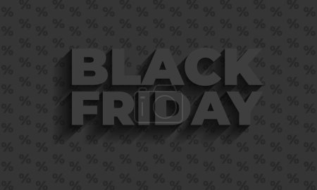 Photo for Restrained elegance banner for sales on Black Friday. Vector banner for shops, web. Black Friday typography banner. Black Friday modern typography text illustration on black background with percent - Royalty Free Image