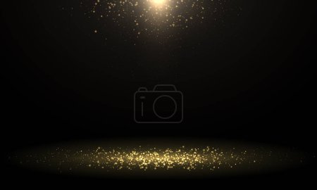 Abstraite chute de lumières dorées. Poussière d'or magique et éblouissement. Fête de Noël arrière-plan. Pluie dorée. Illustration vectorielle. Golden glitter texture noël abstrait particule fond 