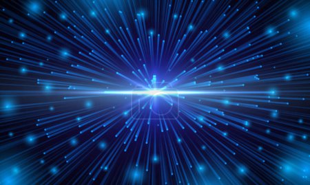Photo for Hyperspace abstract vector background of blue neon lights hyperspeed motion. Star warp tunnel of hyper space travel jump with glowing trek lines and laser rays, bright sparkles and flashes. Hyperspeed background. Hyper speed hyperspace star travel. - Royalty Free Image