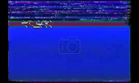 Ilustración de Vídeo retro CCTV o VHS textura de fondo de ruido blanco con indicador de grabación rojo. Escaneos horizontales vintage con borde de viñeta. Grungy angustiado fondo de la película de terror 8k 16: 9 representación 3D - Imagen libre de derechos