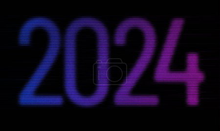 Photo for Numbers of the year 2024 in retro plotter style, vector halftone style 2024, gradient banner background texture Colorful digital grain soft noise effect Nostalgia, vintage, retro style of eighties - Royalty Free Image