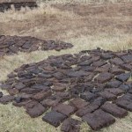 Bricks of Peat laid out on the ground so they can dry