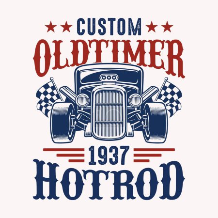 Ilustración de Custom oldtimer 1937 hotrod - Vector de diseño de camiseta Hot Rod - Imagen libre de derechos