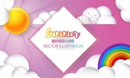 Illustration for Summer beach banner. summer vacation background. vector illustration. - Royalty Free Image