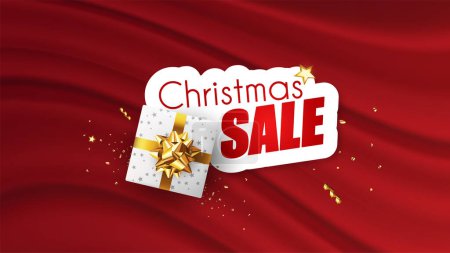 Illustration for Christmas sale background. vector illustration with realistic paper cut - Royalty Free Image