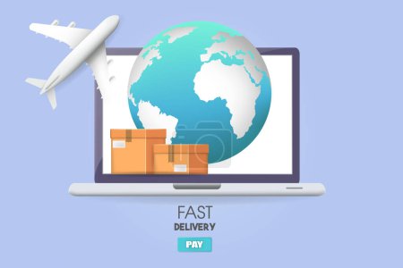 Illustration for Online e-commerce and worldwide logistics concept - Royalty Free Image