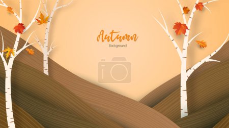 Téléchargez les illustrations : Forêt d'automne avec feuilles. fond de chute. - en licence libre de droit