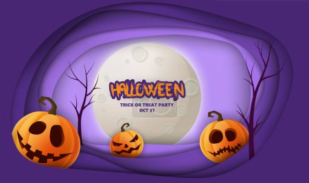 Illustration for Halloween 3d background with place for your text in the middle of illustration. - Royalty Free Image