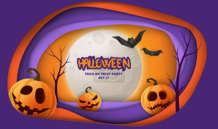 Ilustración de Halloween 3d fondo con lugar para su texto en medio de la ilustración. - Imagen libre de derechos