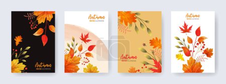 Illustration for Autumn, Thanksgiving day trendy backgrounds with beautiful leaves. Abstract vector poster templates. - Royalty Free Image