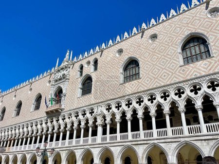 Italy, Venice, April 25, 2024. Doges Palace, a monument of Gothic architecture. High quality photo