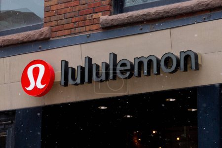 Photo for Toronto, ON, Canada - December 17, 2022: View at Lululemon store sign. lululemon athletica inc is a Canadian multinational athletic apparel retailer headquartered in British Columbia and incorporated in Delaware, United States. - Royalty Free Image
