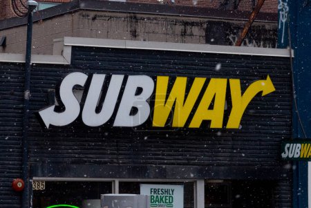 Photo for Toronto, ON, Canada  December 19, 2022: Subway is an American multinational fast-food restaurant franchise that specializes in submarine sandwiches, wraps, salads and drinks. - Royalty Free Image