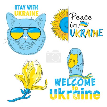 Illustration for Plants and animals of Ukraine symbol national - Royalty Free Image
