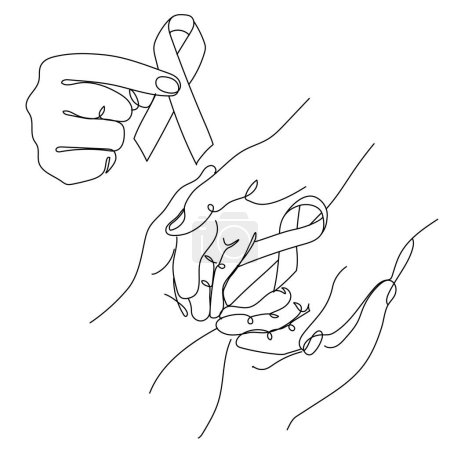 Ilustración de Hands set World Cancer Day - Imagen libre de derechos