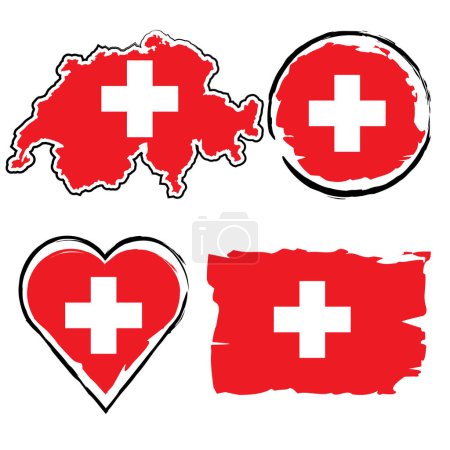 Illustration for Swiss flag set country element - Royalty Free Image