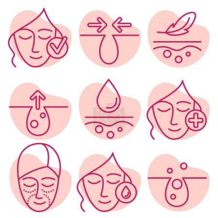 Illustration for Facial skin care set icon beauty - Royalty Free Image