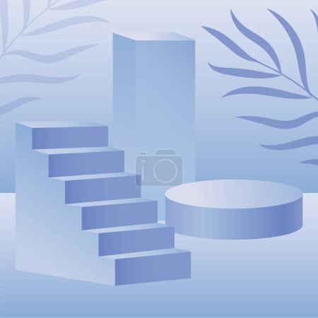 Illustration for Gradient purple 3d stairs product background - Royalty Free Image