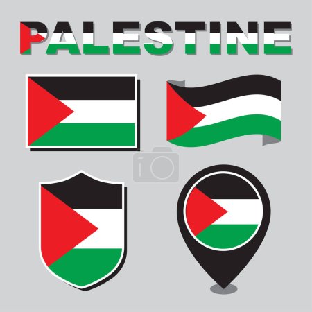 Illustration for Flag of Palestine icon set symbol - Royalty Free Image