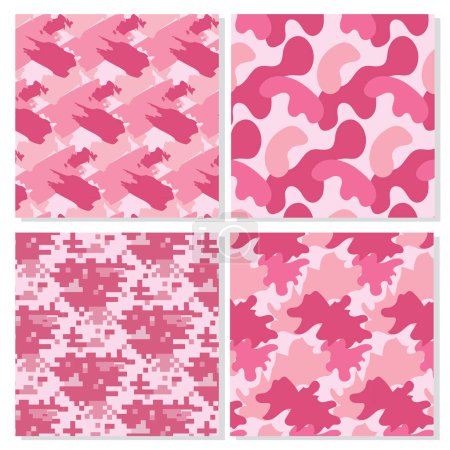 Illustration for Military pattern uniform pink for girls - Royalty Free Image
