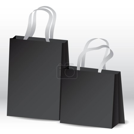 paper bag mockups with white ribbon black