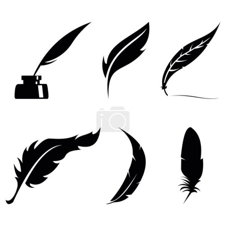 Ilustración de Conjunto de iconos de plumas. ilustración vectorial - Imagen libre de derechos