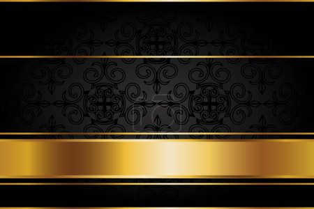 Téléchargez les illustrations : Carte VIP premium de luxe, design noir et or avec ornement. Fond vintage, carte de visite, vecteur - en licence libre de droit