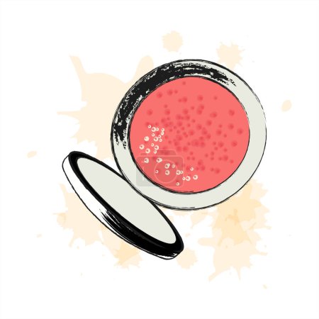 Illustration for Cosmetic powder box, painted with grunge and watercolor brushes, fashion pastel colors. Illustration, vector - Royalty Free Image