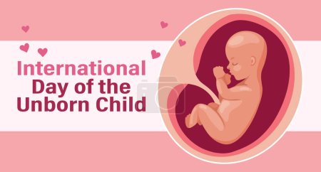 Illustration for Embryo in mother's uterus. International day of the unborn child. Illustration, banner, vector - Royalty Free Image