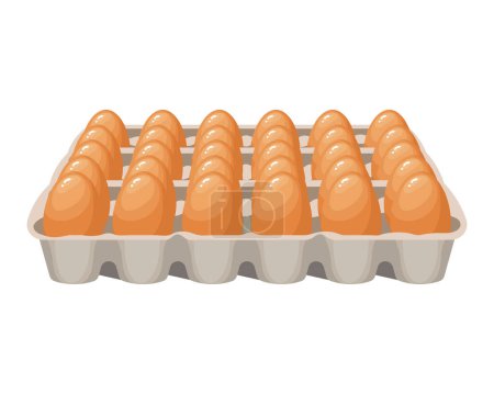Illustration for Fresh chicken eggs in a cardboard container, eggs in a box. Food illustration, vector - Royalty Free Image