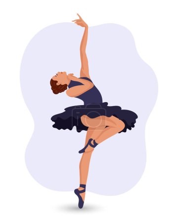 Téléchargez les illustrations : Une femme en robe bleue danse le ballet. Ballet classique. Illustration, affiche, vecteur - en licence libre de droit