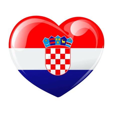 Illustration for Flag of Croatia in the shape of a heart. Heart with flag of Croatia. 3d illustration, vector - Royalty Free Image