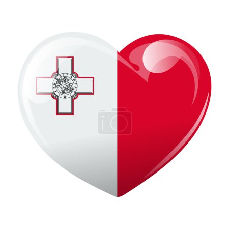 Téléchargez les illustrations : Drapeau de Malte En forme de cœur. Coeur avec drapeau de Malte. Illustration 3D, vecteur - en licence libre de droit