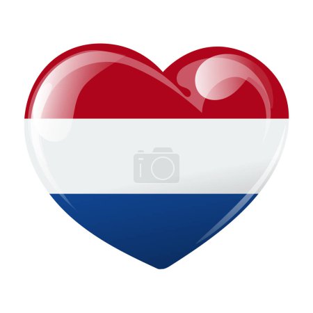 Ilustración de Bandera de los Países Bajos en forma de corazón. Corazón con la bandera de Holanda. 3d ilustración, vector - Imagen libre de derechos