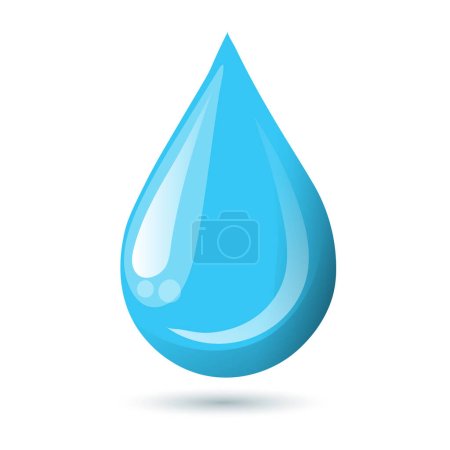 Illustration for Drop of water on a white background. Rain drop. 3d illustration, vector - Royalty Free Image