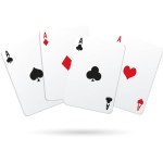 A set of playing cards of aces, hearts, spades, diamonds, clubs. Casino icons, vector
