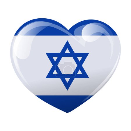 Ilustración de Bandera de Israel en forma de corazón. Corazón con bandera de Israel. Ilustración 3D, símbolo, vector - Imagen libre de derechos