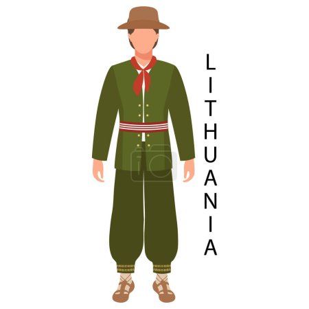 Téléchargez les illustrations : Un homme en costume folklorique lituanien. Culture et traditions lituaniennes. Illustration, vecteur - en licence libre de droit