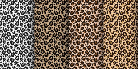 Illustration for Leopard, tiger seamless pattern, abstract wild animal skin background. Set of leopard textures, design for backgrounds, prints, textiles. Vector - Royalty Free Image