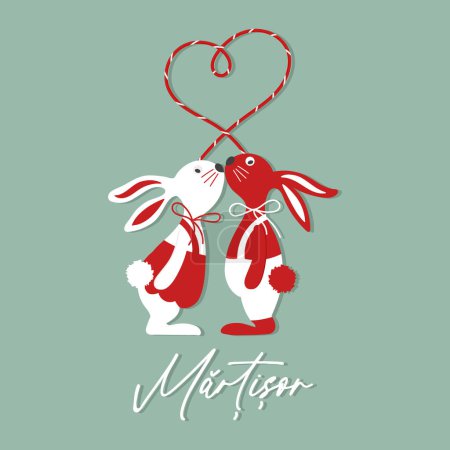 Martisor, symbol of spring. Traditional spring holiday in Romania and Moldova. Holiday card, banner, vector.