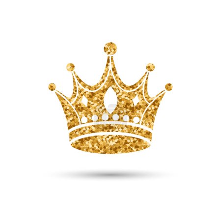 Ilustración de Corona de brillo dorado sobre fondo blanco. Corona real mágica. Vector - Imagen libre de derechos