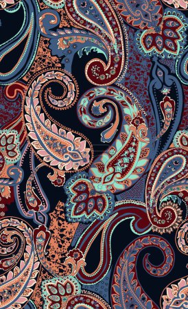 Patrón de chal de diseño Paisley. Fondo textil asiático sin costuras. Patrón sin costura Damasco, patrón paisley