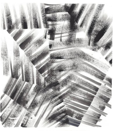 Photo for Black and white abstract linear brush stoke pattern. The creative monochrome hand drawn background for your design. Textile, blog decoration, banner, poster, wrapping paper. - Royalty Free Image
