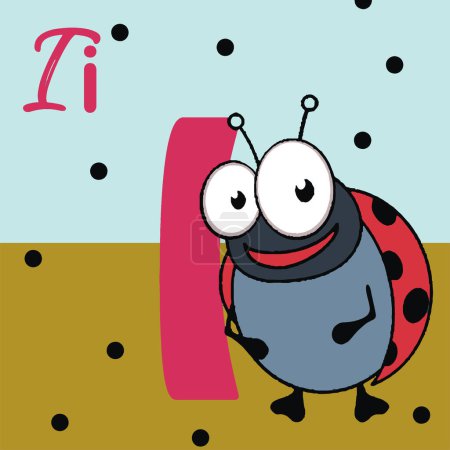 alphabet letter I, i for Insect . ABC TO Z , Colorful animal alphabet letter I with  Insect.