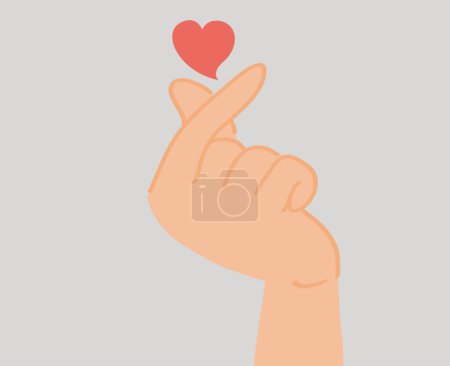 Illustration for Illustration of a human hand doing a mini heart symbol. Love sign with index finger and thumb crossed. Traditional Korean gesture to show love and respect. Saint Valentine's day, I love you concept. - Royalty Free Image