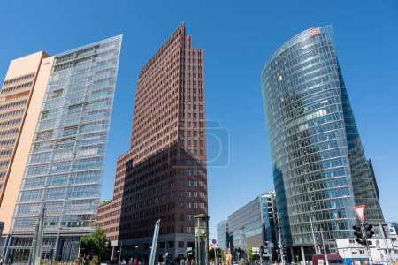 Photo for Berlin Germany, April 28, 2024. High-rise building on Potsdamer Platz. High-rise buildings against the blue sky. Berlin Germany, April 28, 2024 - Royalty Free Image