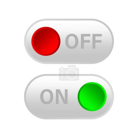 Basculer les boutons de commutateur. Icônes de position marche et arrêt. Symboles de contrôle d'alimentation. Conception des éléments d'interface. SPE 10.